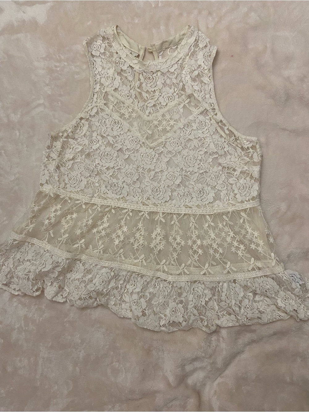Ivory Lace Halter Peplum Top